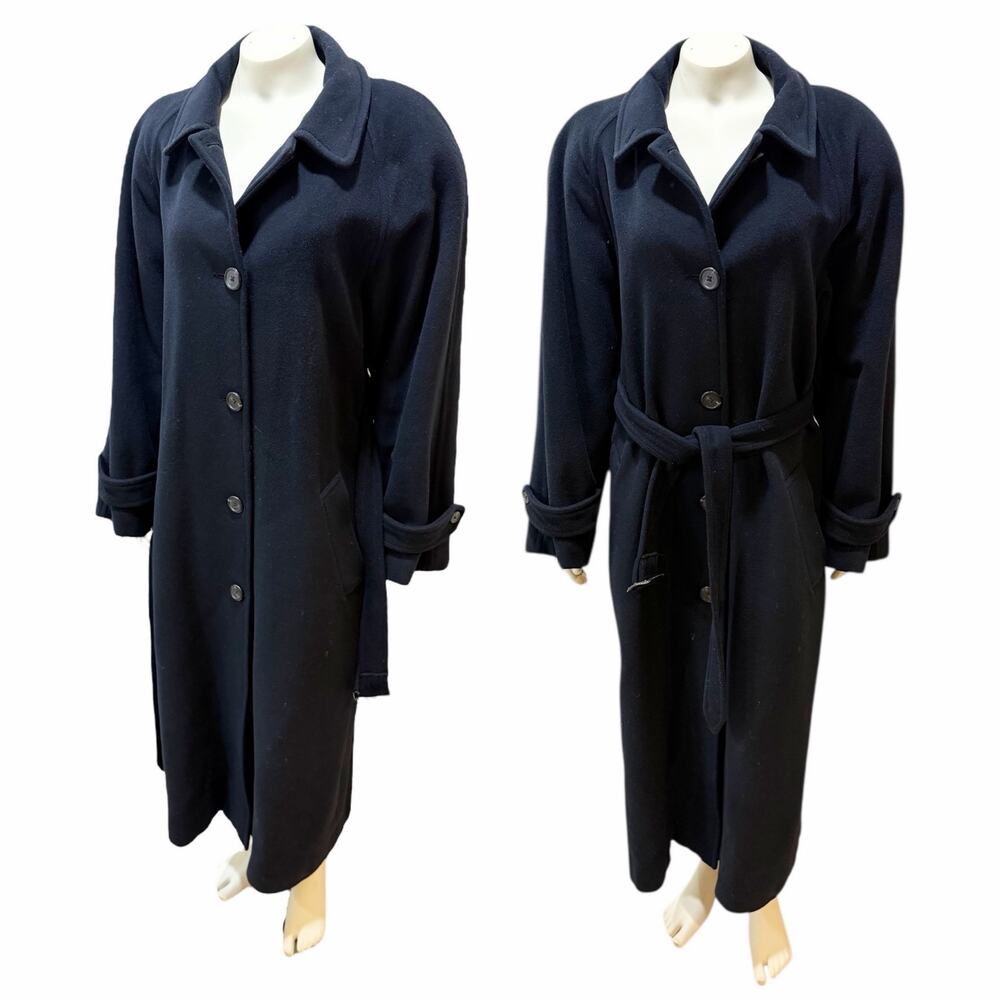 Ralph Lauren Vintage Lambswool Angora Pea Coat Tie Belt Classic Timeless Sz 12